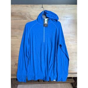 Merino Tech Hoodie Mens Large Royal Blue Long Sleeve Performance Quarter Zip